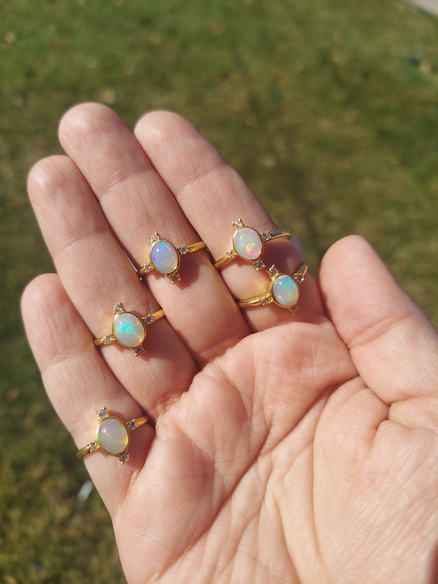 Sterling Silver Gold Plated Ethiopian Opal Rings