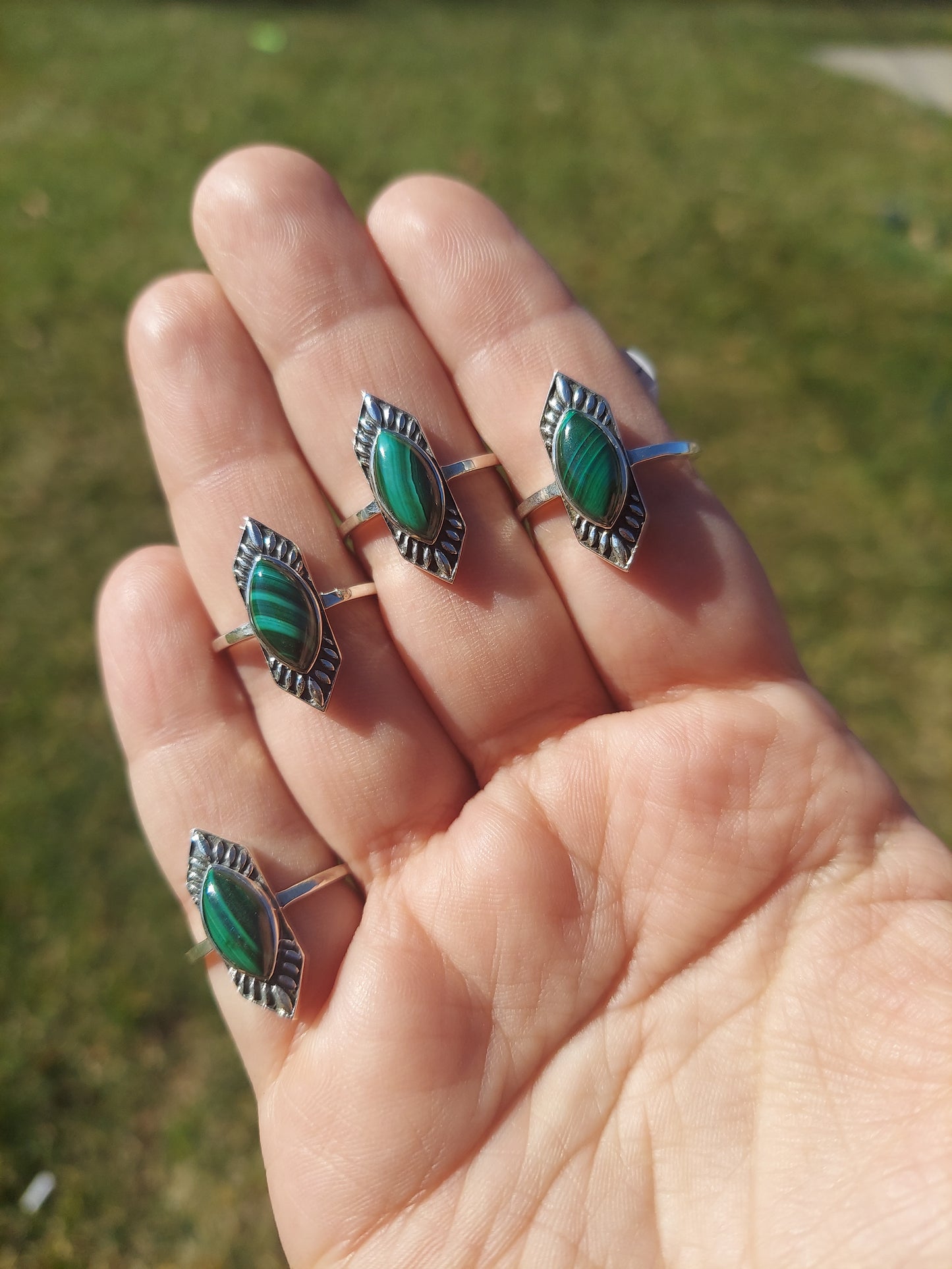 Sterling Silver Malachite Rings