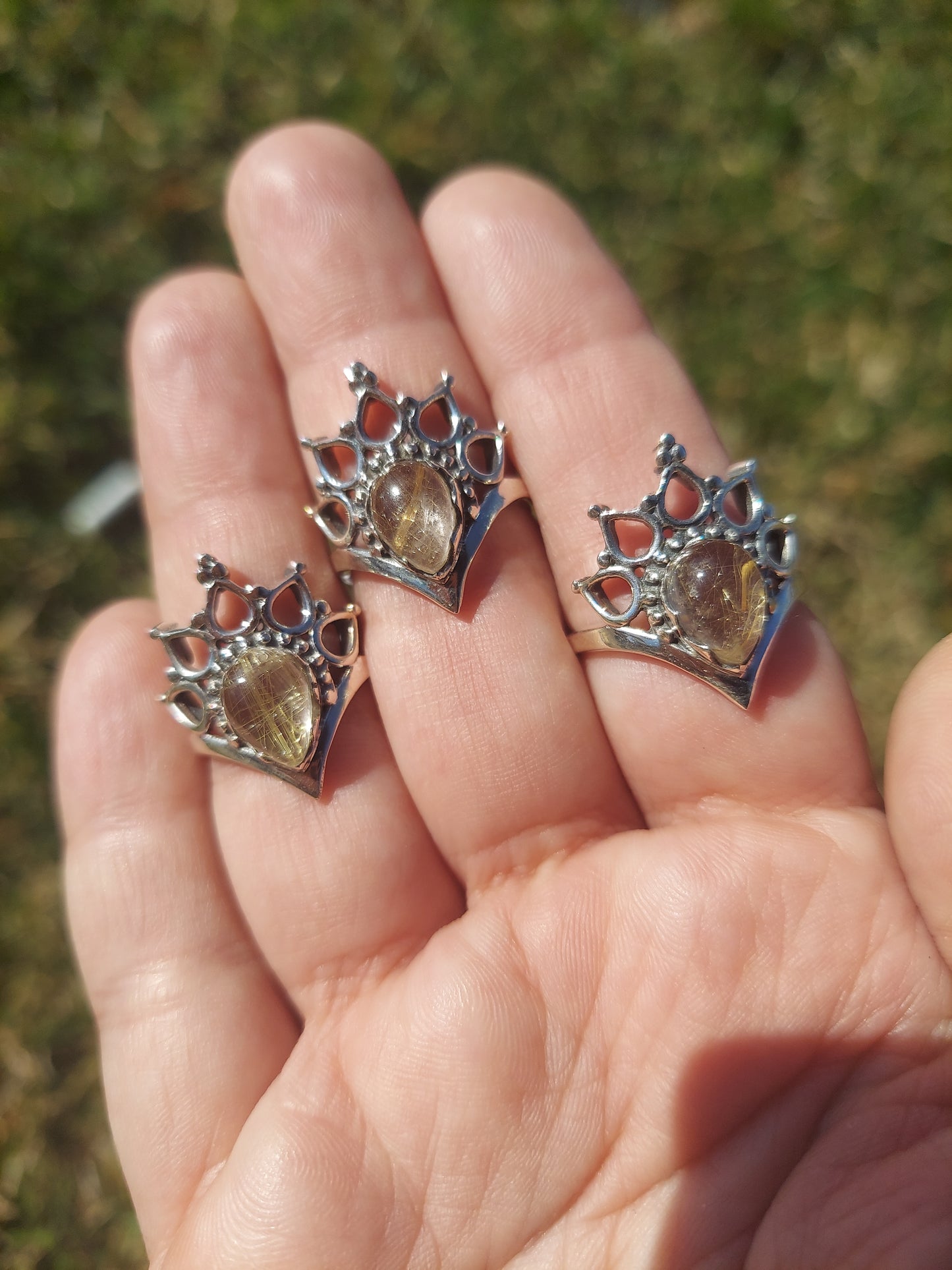 Golden Rutile Sterling Silver Ring