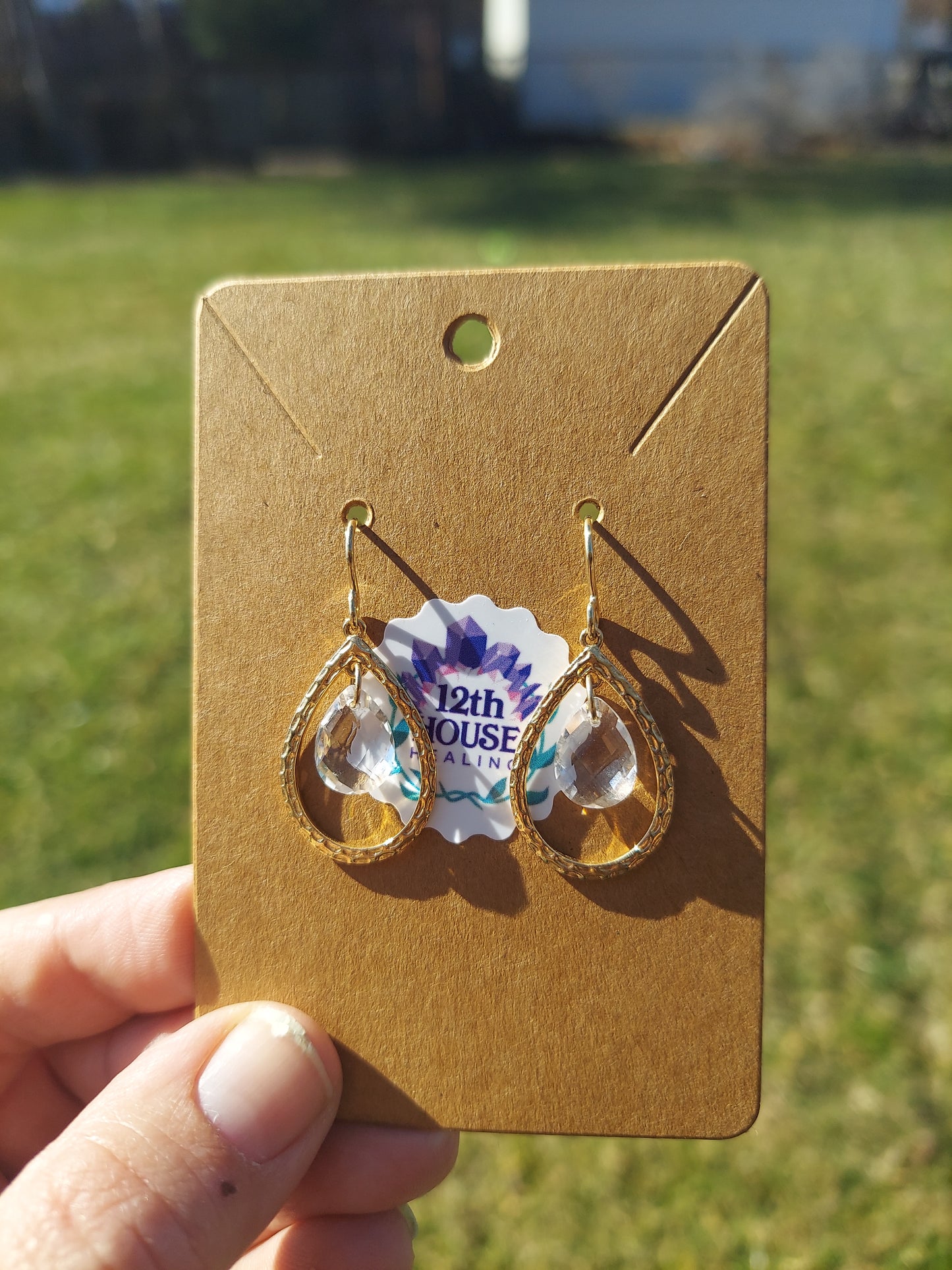 Clear Quartz Sterling Silver Gold Plated Earrings