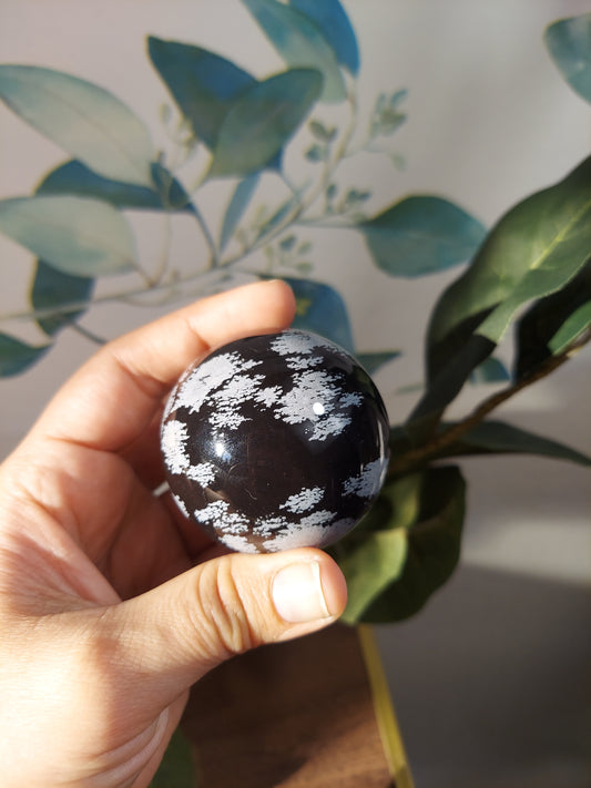 Snowflake obsidian sphere