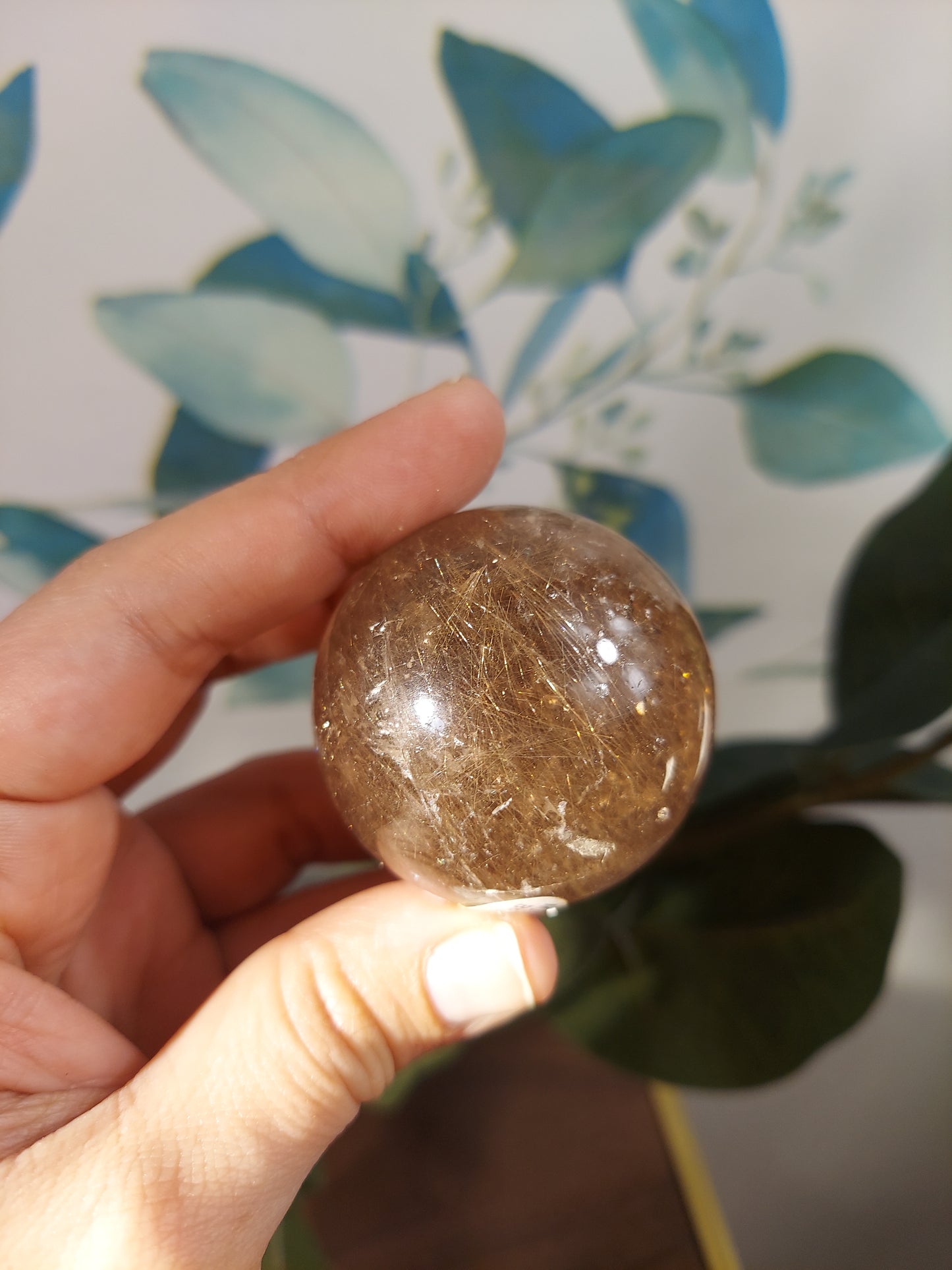 Smokey Silver Rutilated Quartz Sphere