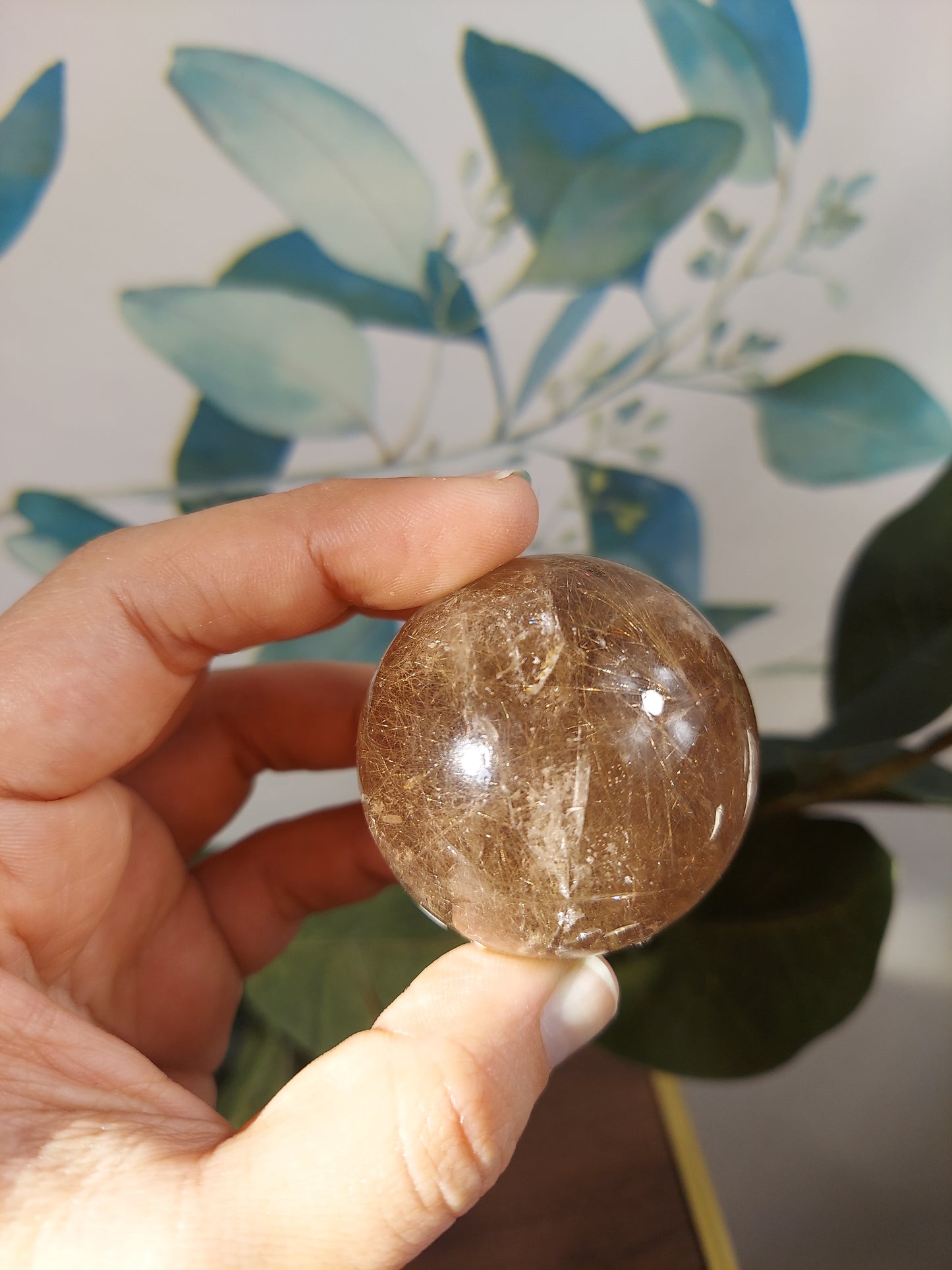 Smokey Silver Rutilated Quartz Sphere