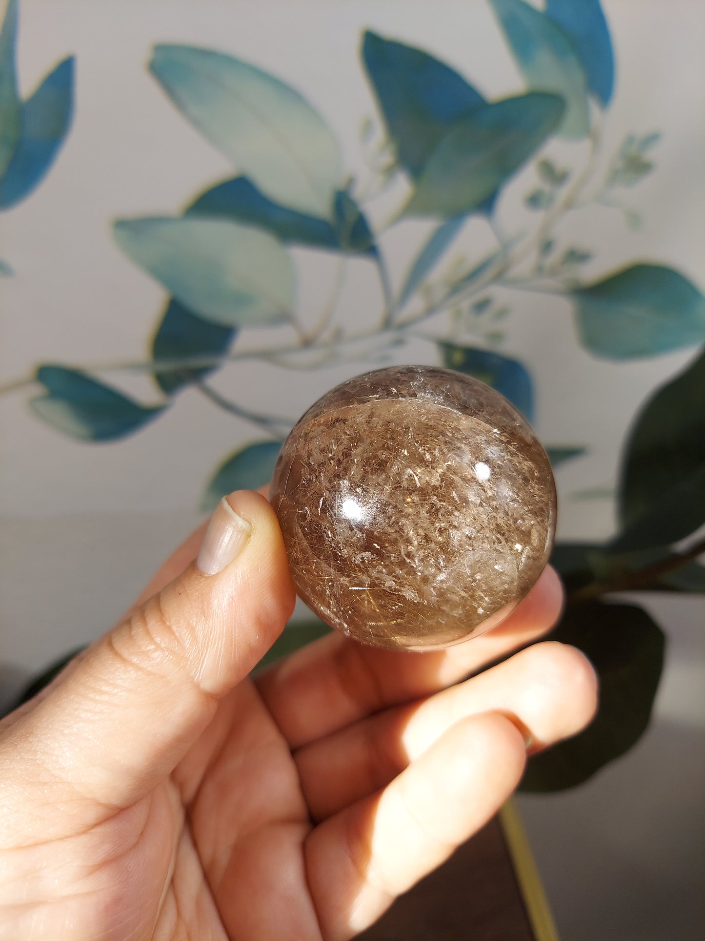 Smokey Silver Rutilated Quartz Sphere