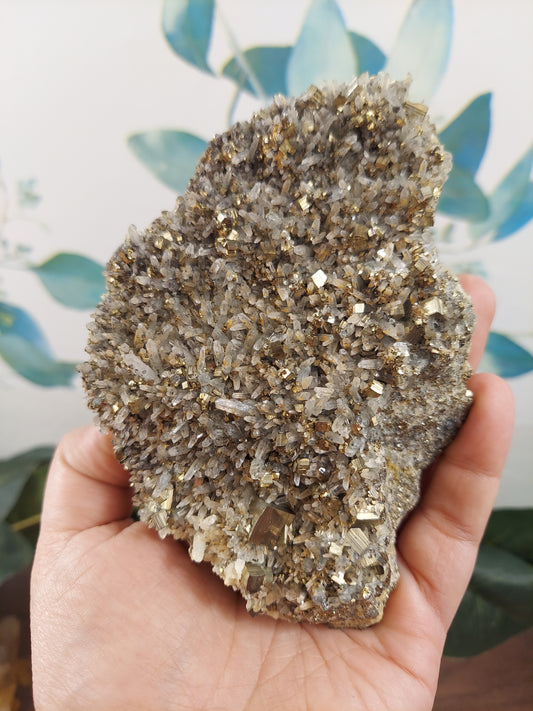 Cubic Pyrite with  Needle Clear Quartz