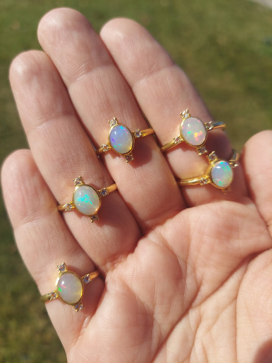 Sterling Silver Gold Plated Ethiopian Opal Rings