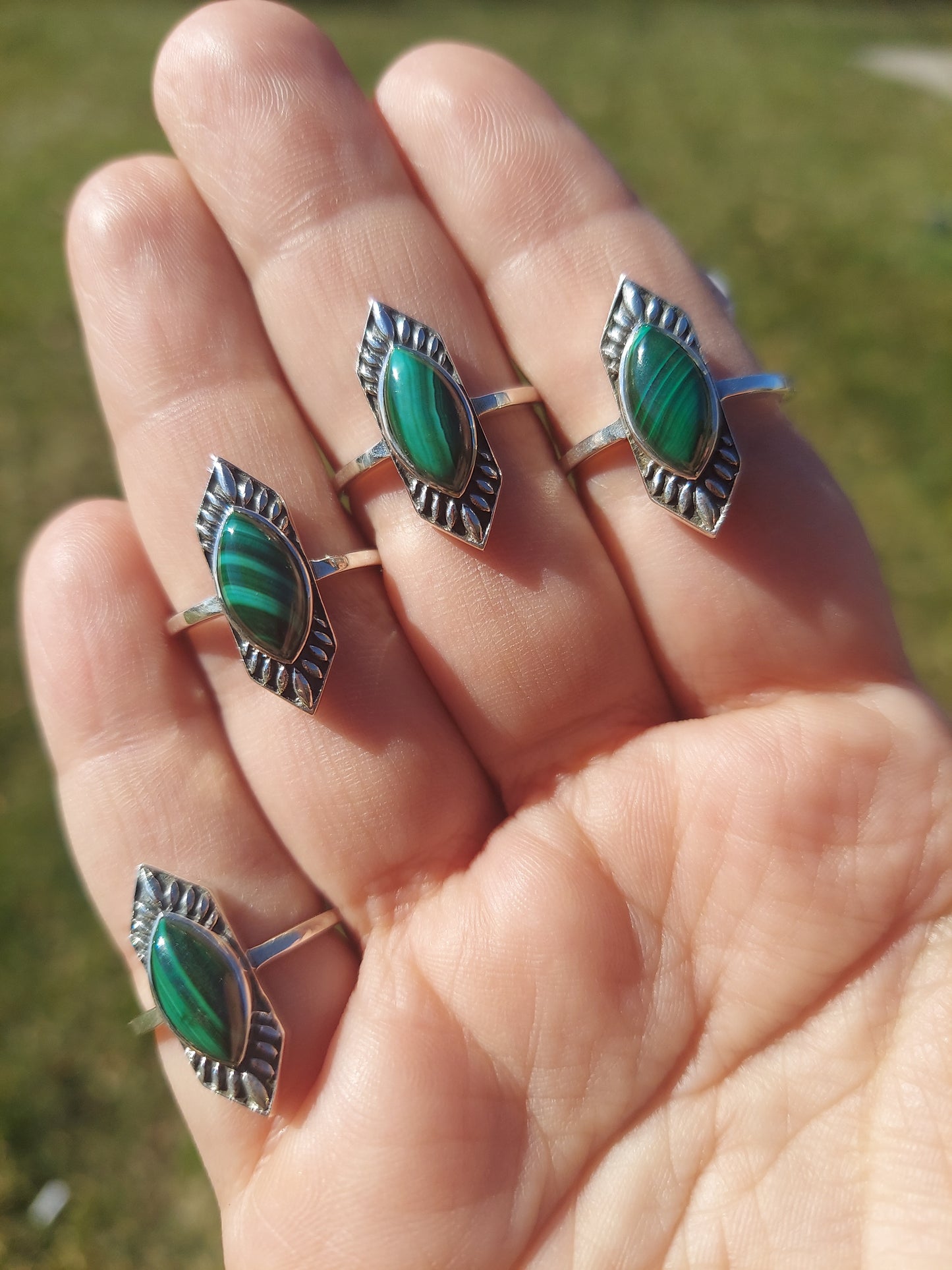 Sterling Silver Malachite Rings