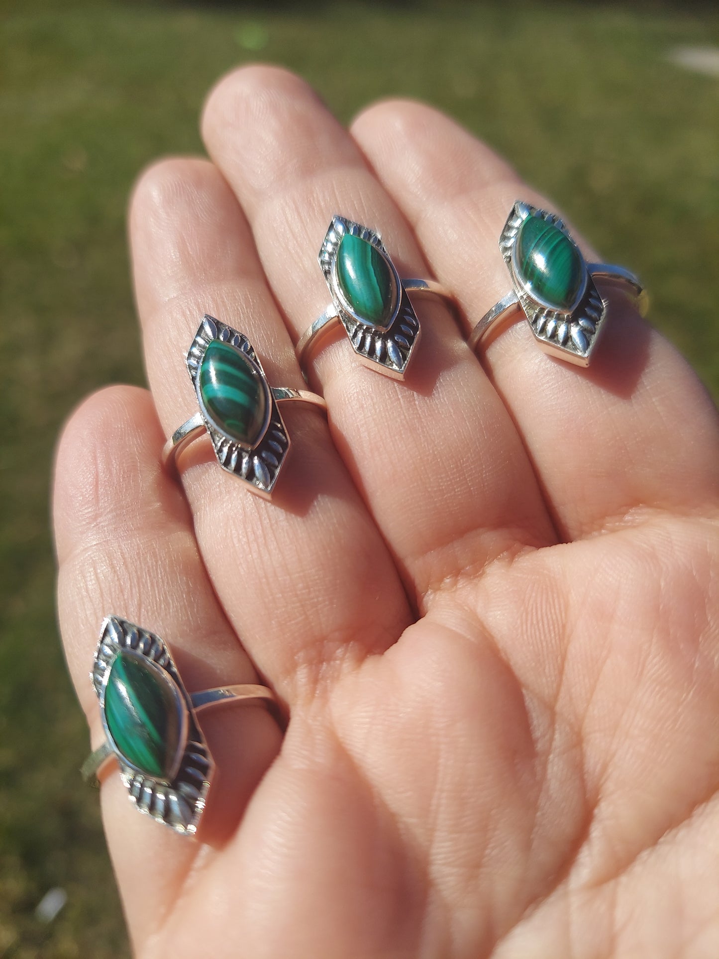 Sterling Silver Malachite Rings