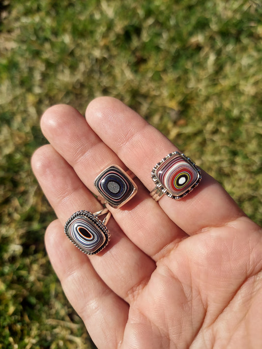 Sterling Silver Fordite Rings