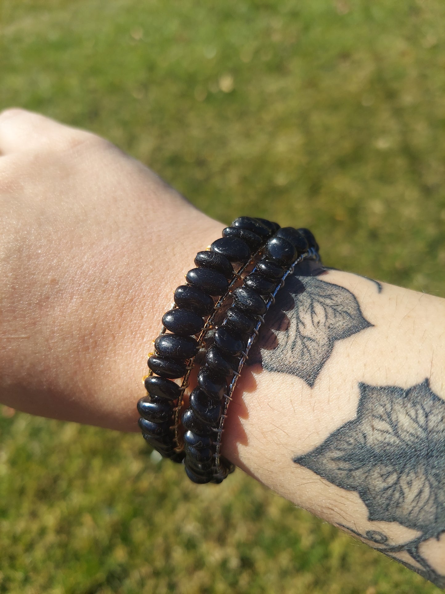 Black Onyx Gold or Silver Cuff Bracelet