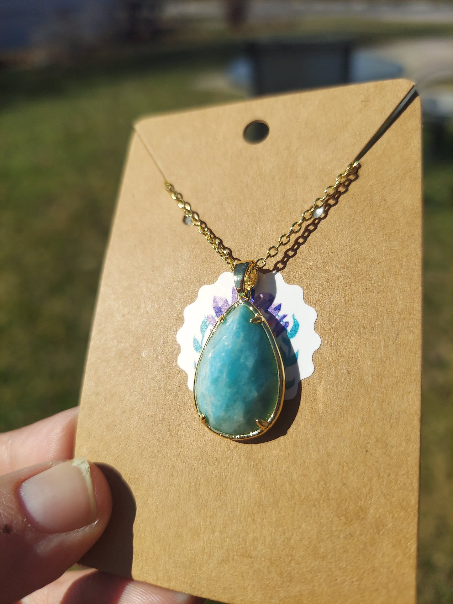 Amazonite Sterling Silver Gold Plated Necklace