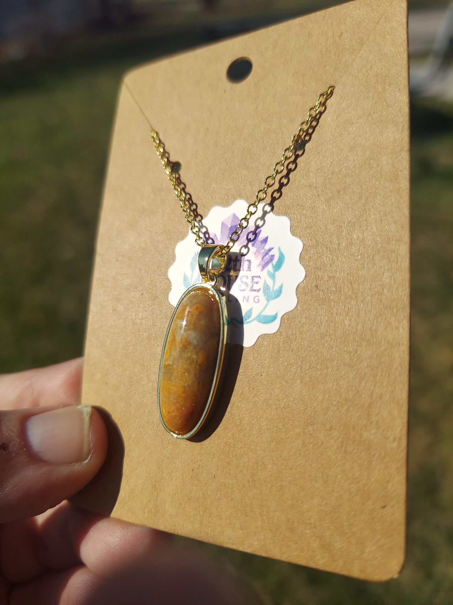 Crazy Lace Agate Sterling Silver Gold Plated Necklace