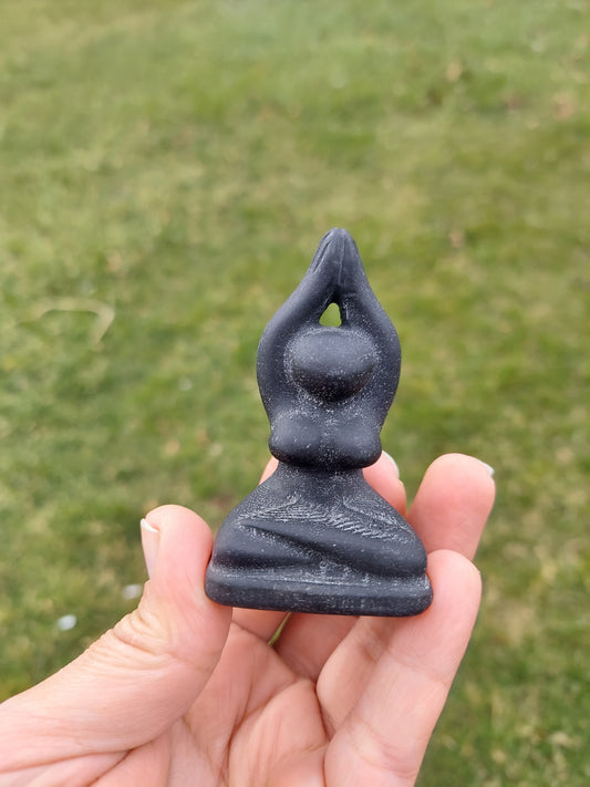 Shungite Yoga Lady Crystal Carving