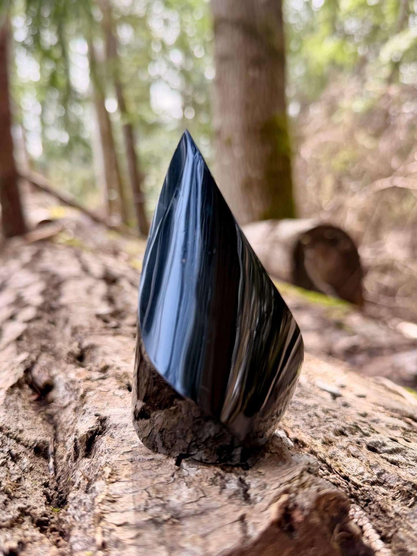 Black Obsidian Crystal Flame / Grounding and Protective Stone / Root Chakra Crystal