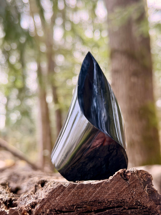 Black Obsidian Crystal Flame / Grounding and Protective Stone / Root Chakra Crystal