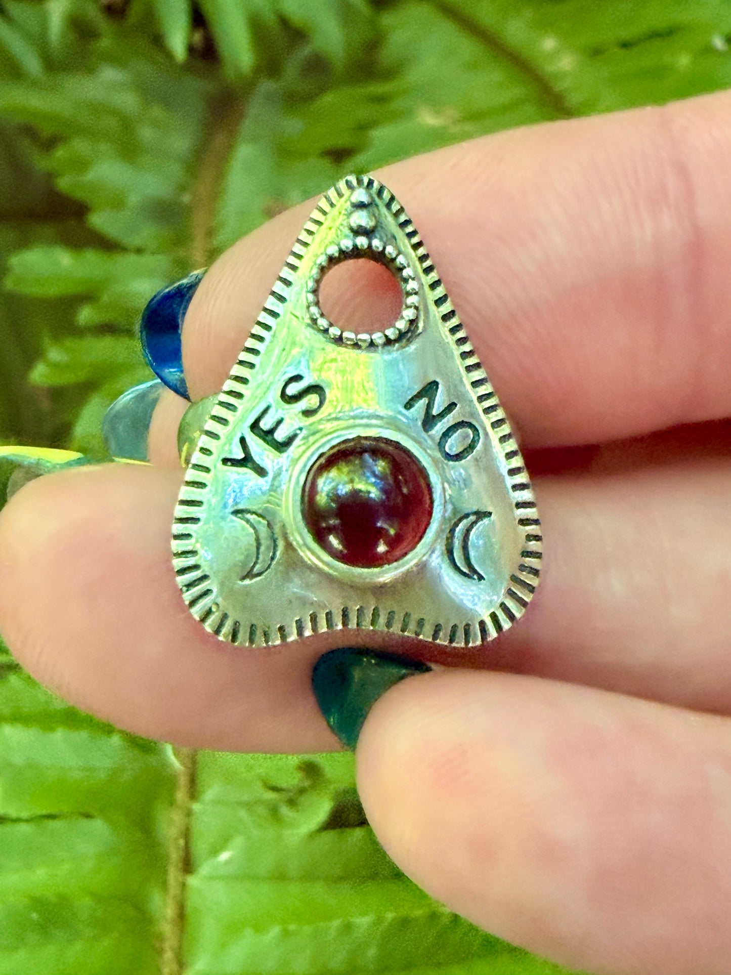 Planchet Shaped Sterling Silver Garnet Ring