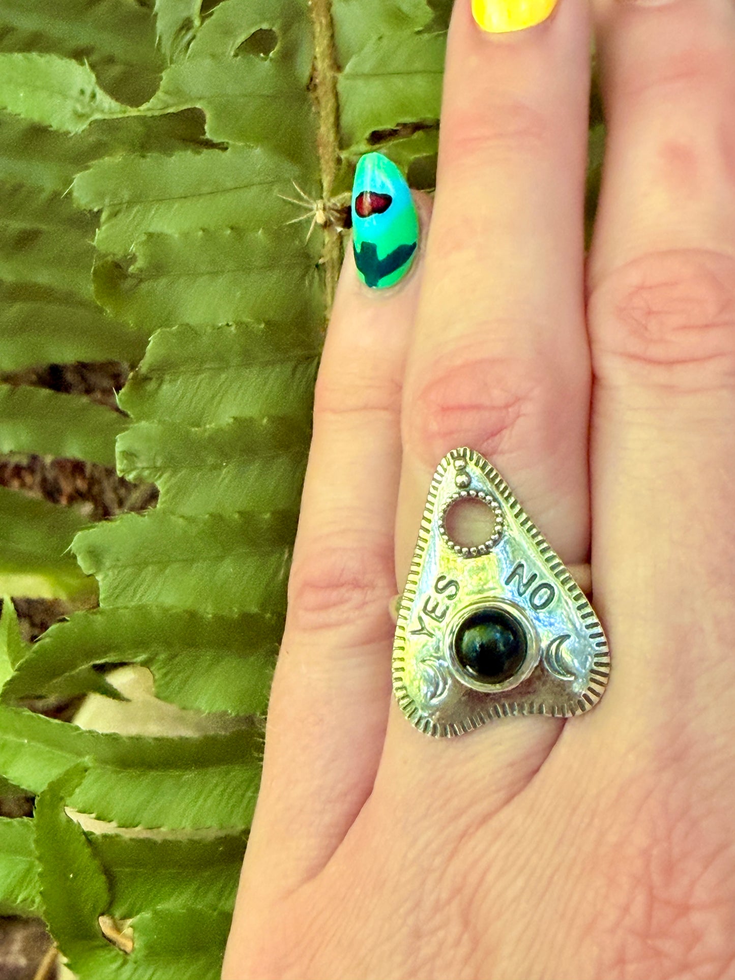 Planchet Shaped Sterling Silver Onyx Ring
