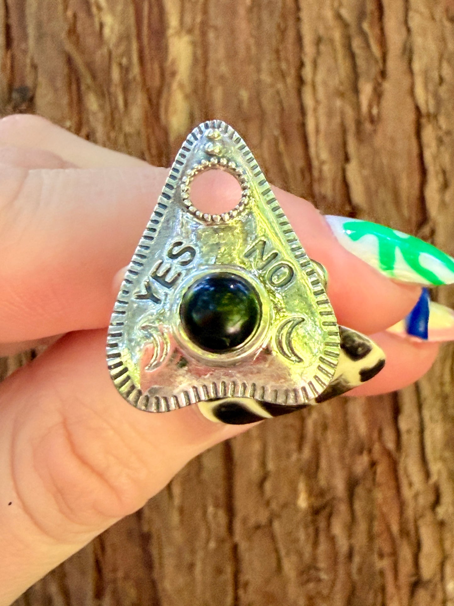 Planchet Shaped Sterling Silver Onyx Ring