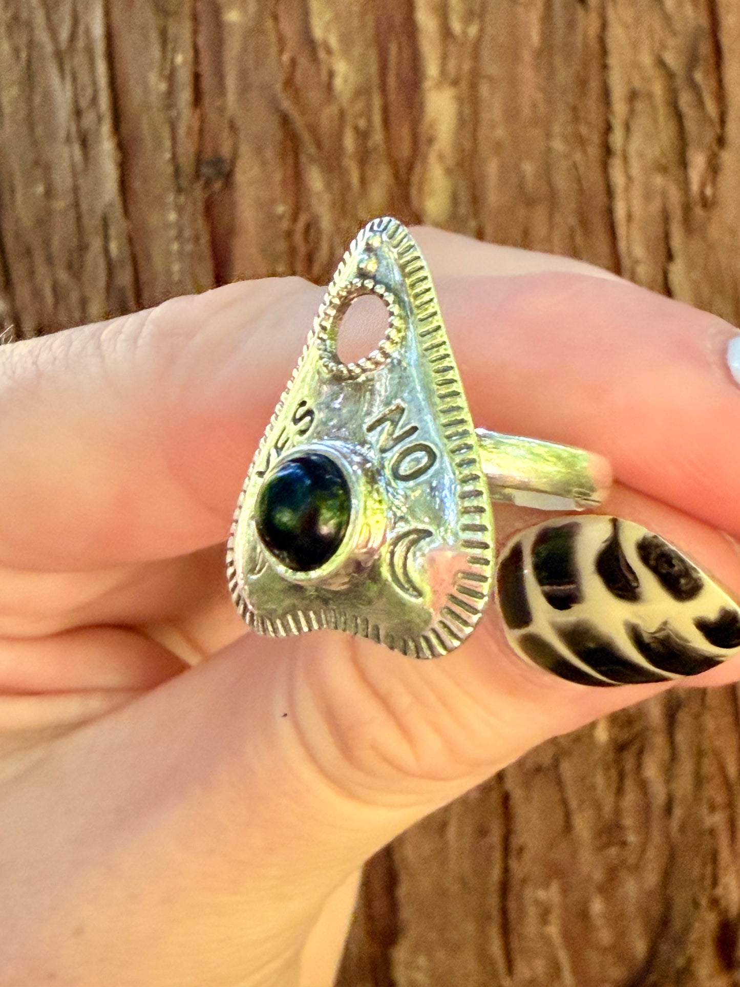 Planchet Shaped Sterling Silver Onyx Ring