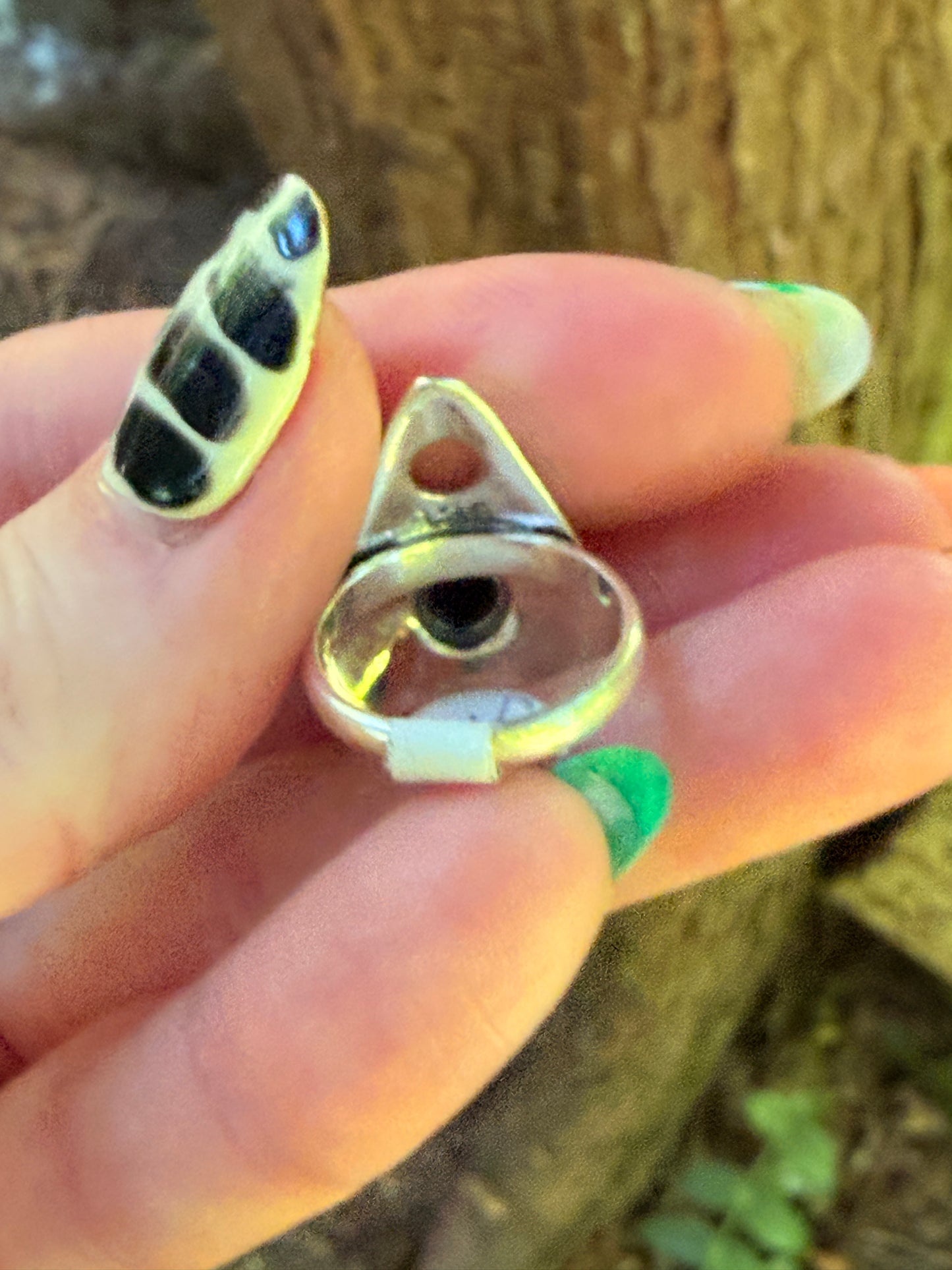 Planchet Shaped Sterling Silver Onyx Ring