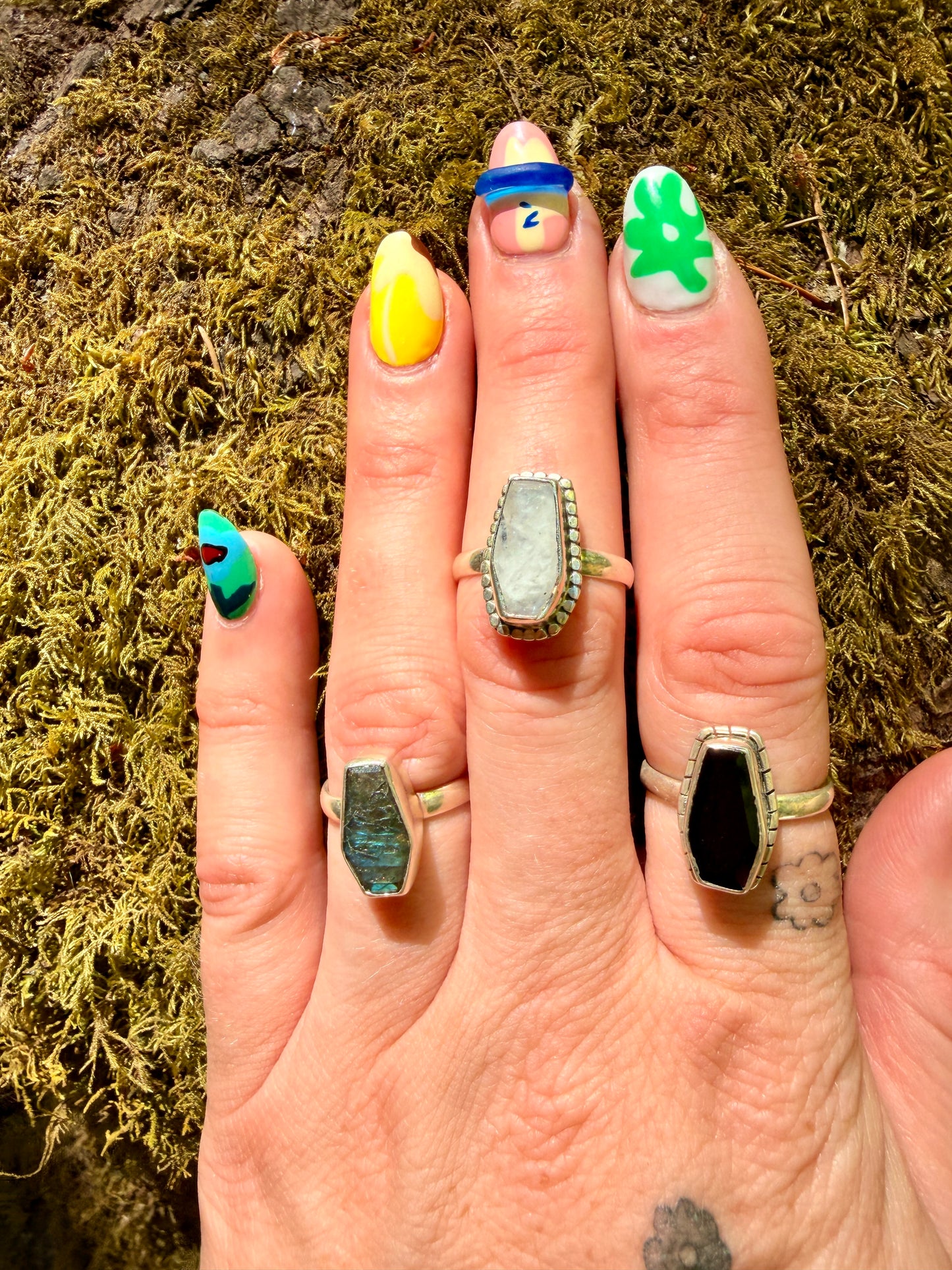 Coffin Shaped Sterling Sliver Onyx Ring
