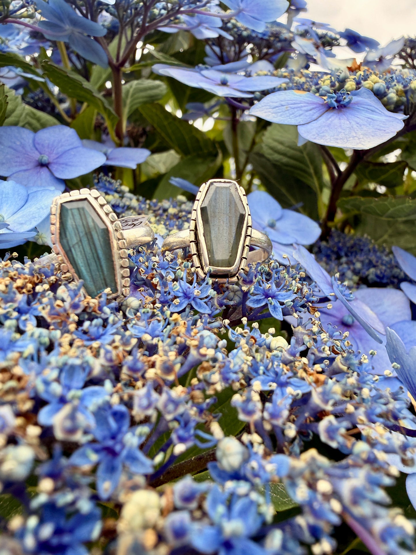 Coffin Shaped Sterling Sliver Labradorite Ring